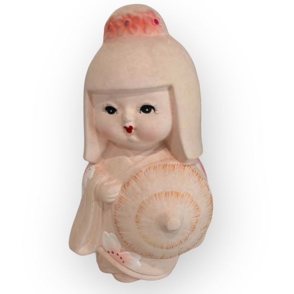 Vintage Blush Pink Japanese Hakata Pottery Kimono Doll Artisan - Picture 3 of 9